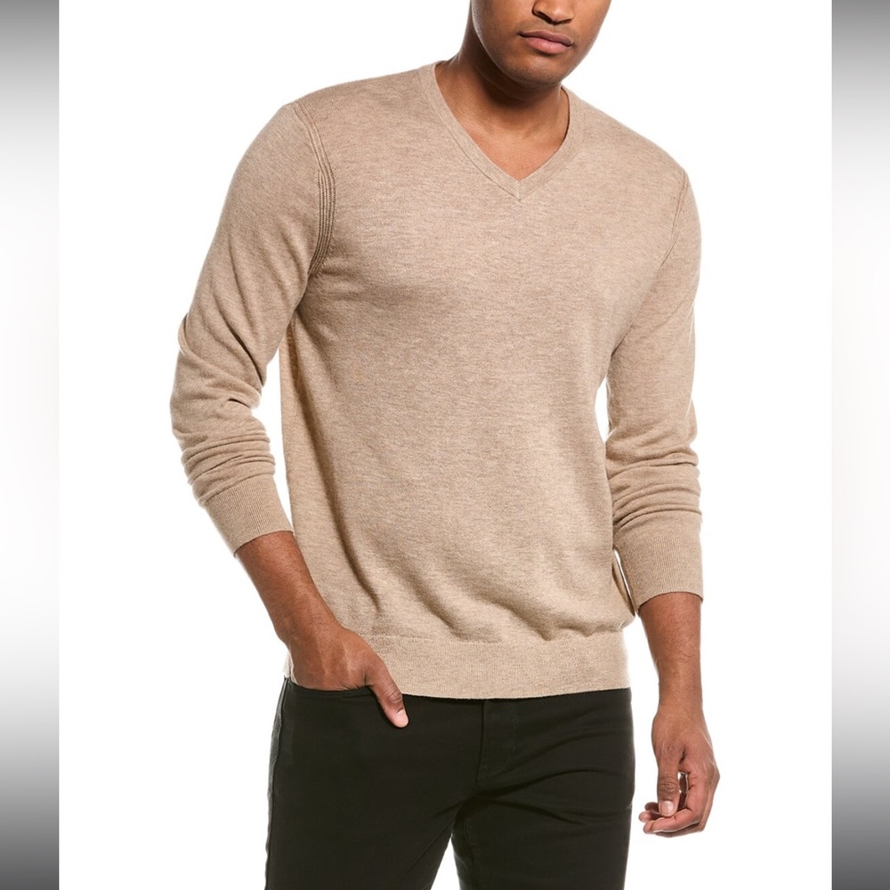 Theory Tan Riland Harman Merino Wool Blend Pullover Sweater Size XXL